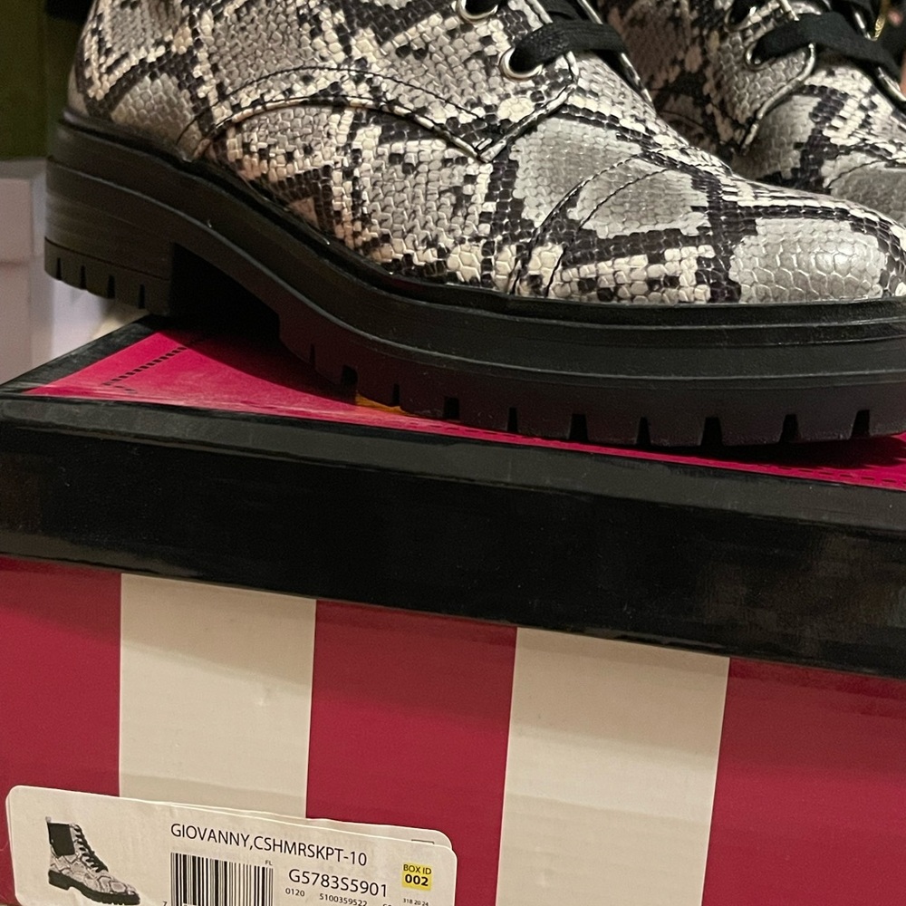 Circus by Sam Edelman Snake Print Combat Boots